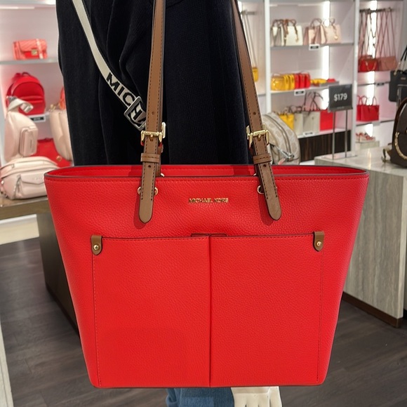 MICHAEL KORS JET SET TRAVEL MEDIUM DOUBLE POCKET TOTE NON-LEATHER VEGAN 
NWT - Picture 2 of 16